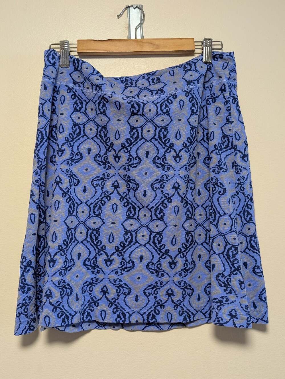 Fresh Produce Blue Print A-Line Skirt Size L Made in USA